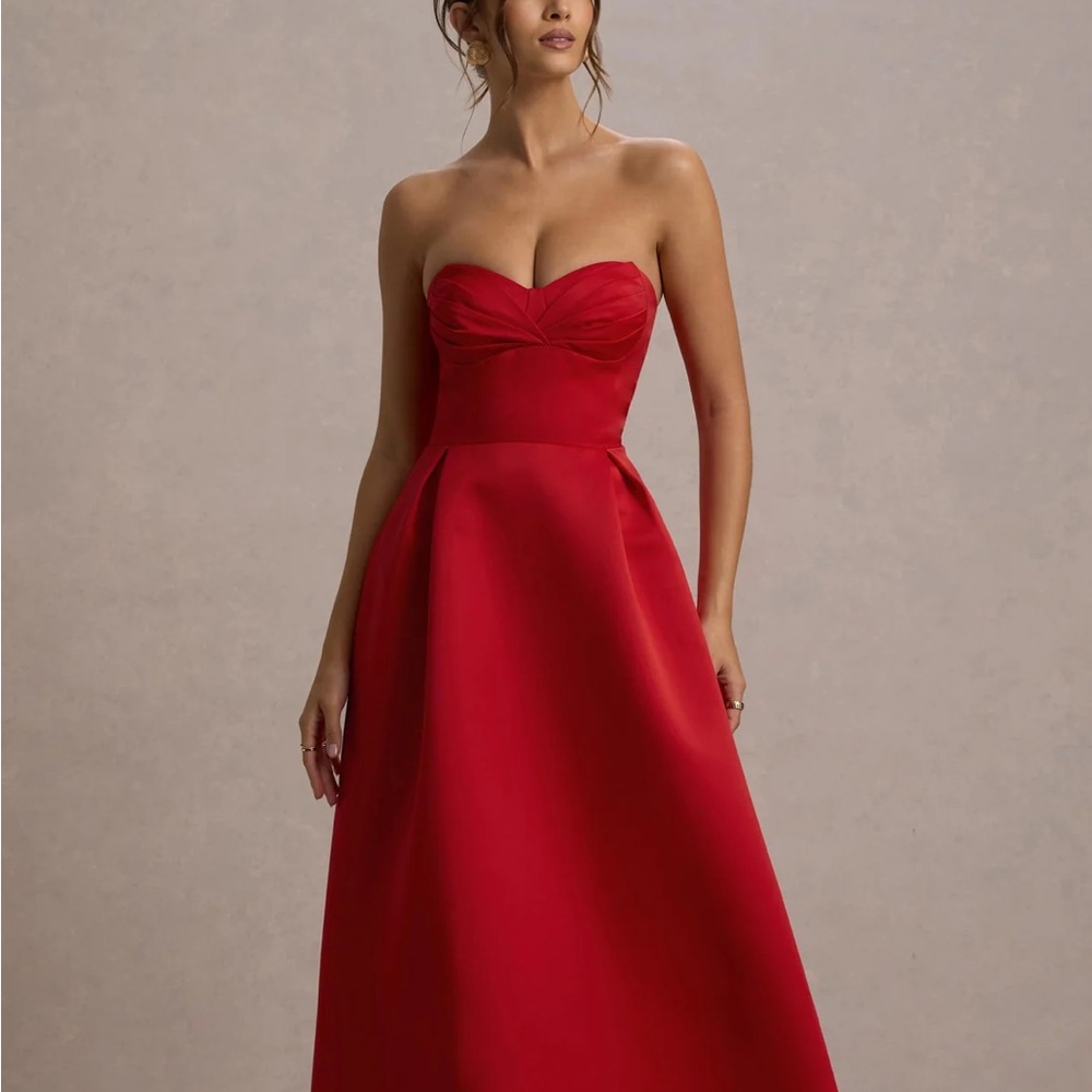 NWT👗 Club L London Stunning Red Sweetheart Strapless A-Line Dress